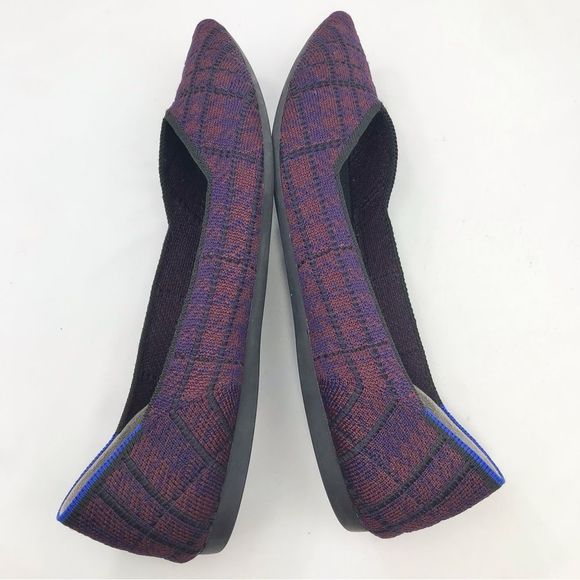 Rothy’s The Point Cranberry Plaid Winter Berry Textile Ballet Flats - Picture 7 of 16
